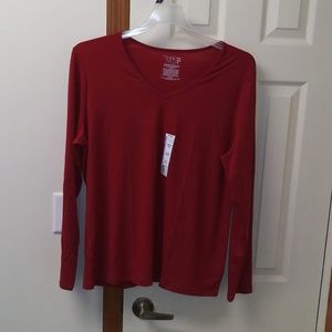 Time and Tru Red V-Neck Tee Long Sleeve XXL